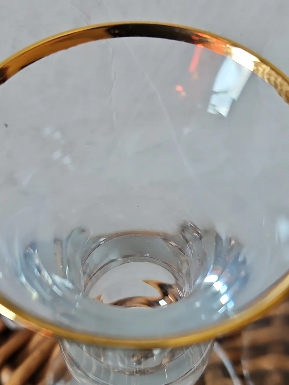 Clear Glass Vases with Frosted Heart Base and Gold Rim